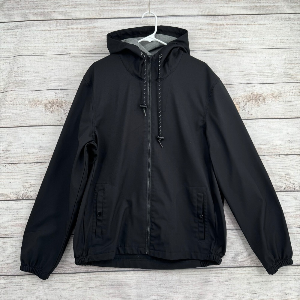 Nomad Jacket Mens XL Black Tech Fleece Lined Hooded Full Zip E-DEST1-MN